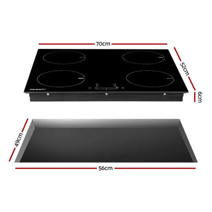 Devanti Electric Induction Cooktop 70cm Ceramic 4 Zones Stove Cook Top Hot Plate 7000W - Mekamart Australia