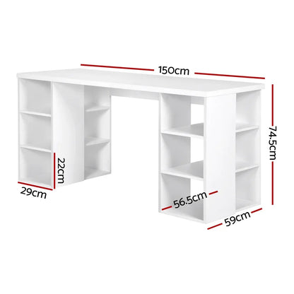 Artiss Computer Desk Bookshelf White 150CM - Mekamart Australia