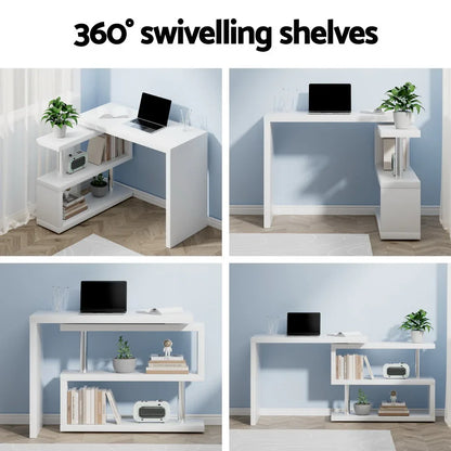 Artiss Computer Desk L-Shape Bookshelf White - Mekamart Australia
