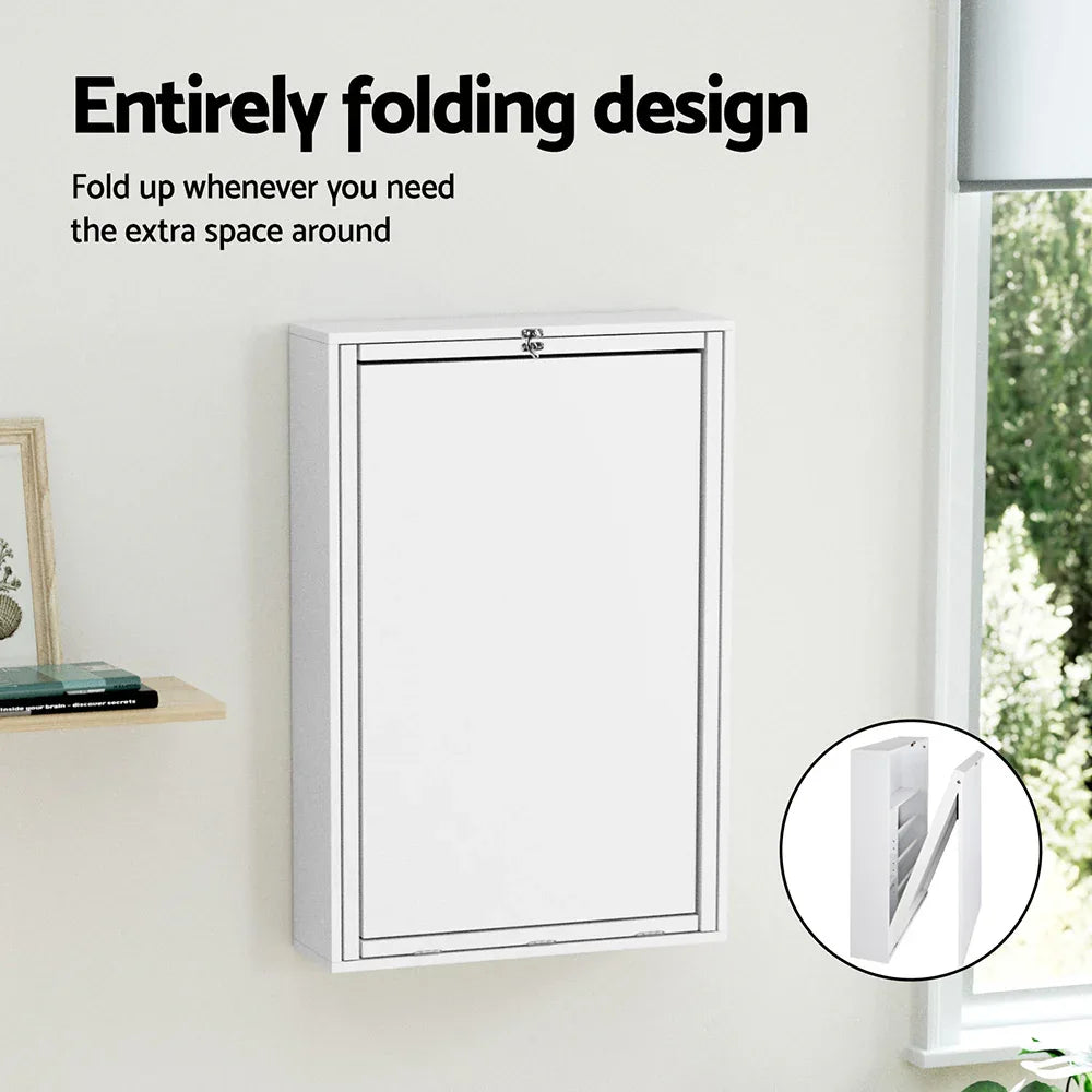 Artiss Computer Desk Office Chair Set PU Leather Wall Mount Foldable Table White - Mekamart Australia