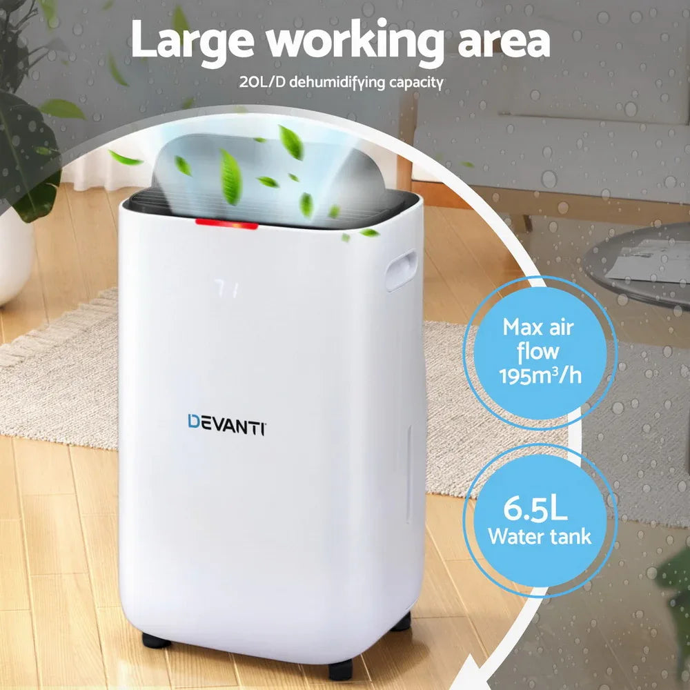 Devanti Dehumidifier 20L Air Purifier White - Mekamart Australia
