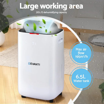 Devanti Dehumidifier 20L Air Purifier White - Mekamart Australia