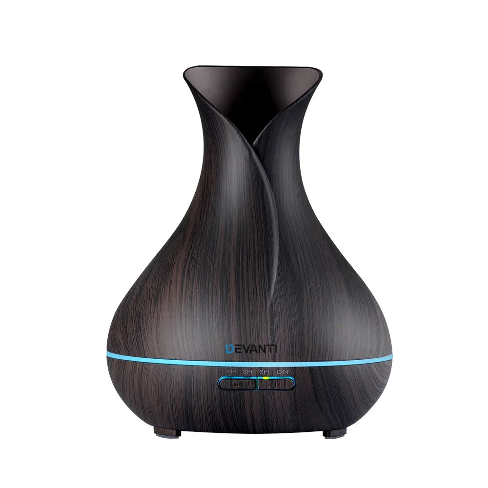 Devanti Aroma Diffuser Aromatherapy Dark Wood 400ml - Mekamart Australia