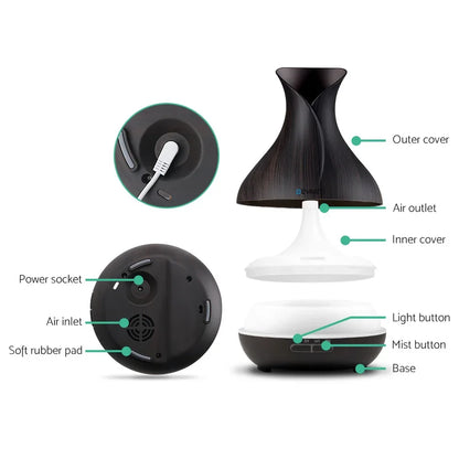 Devanti Aroma Diffuser Aromatherapy Dark Wood 400ml - Mekamart Australia