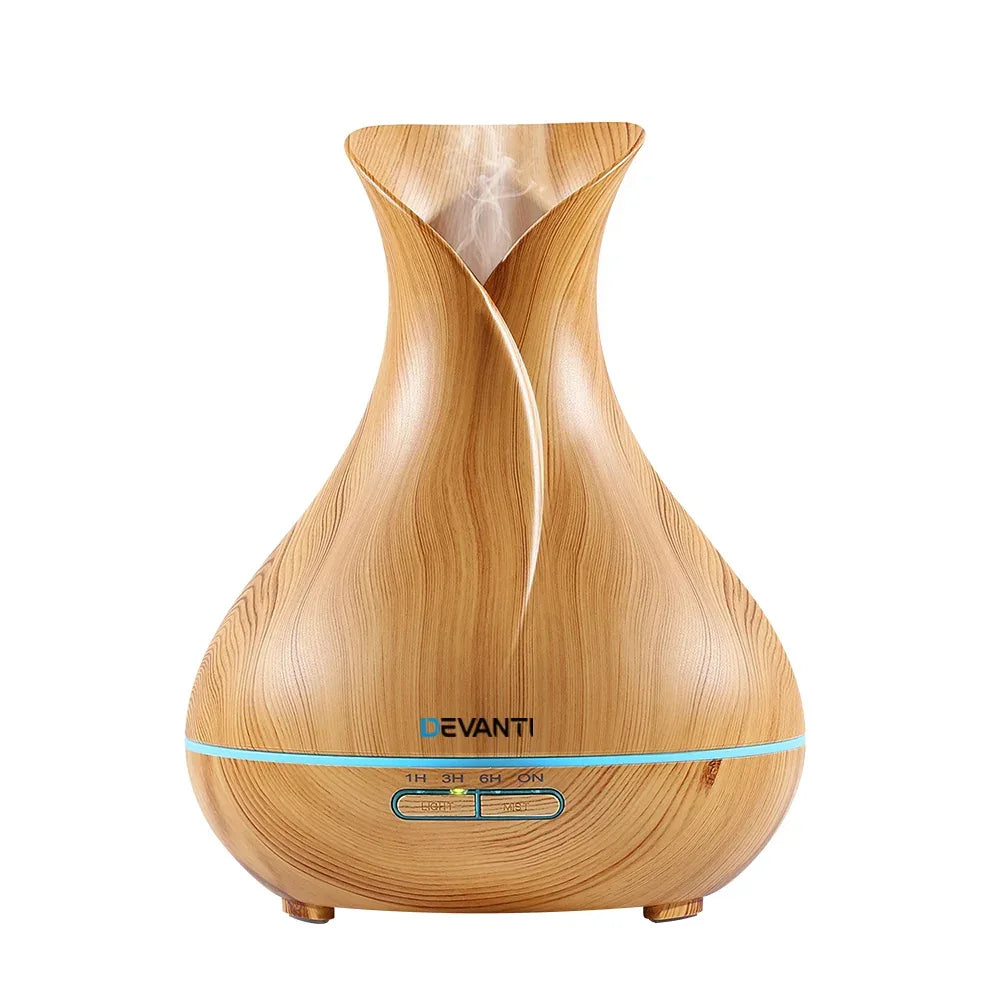 Devanti Aroma Diffuser Aromatherapy Light Wood 400ml - Mekamart Australia