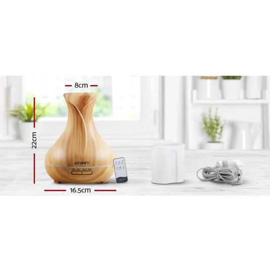 Devanti Aroma Diffuser Aromatherapy Light Wood 400ml - Mekamart Australia