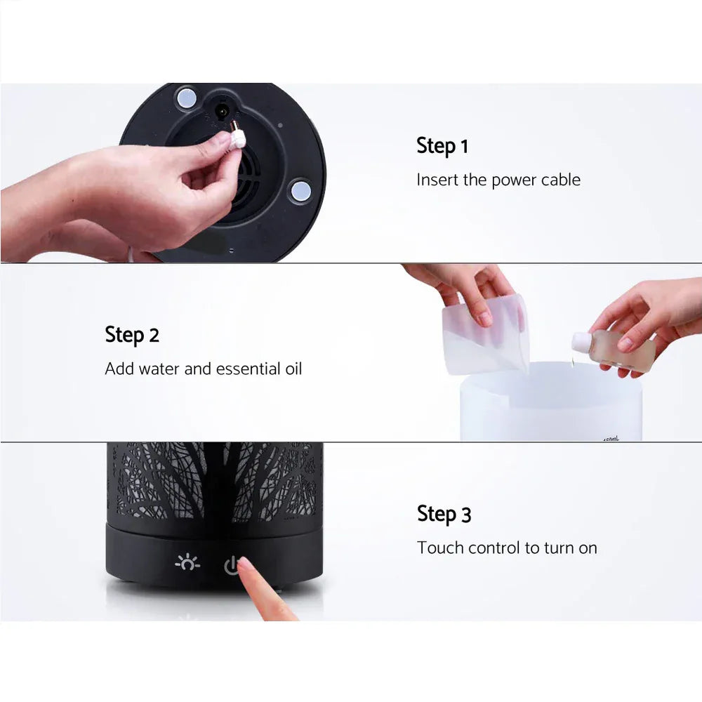 Devanti Aroma Diffuser Aromatherapy Black 160ml - Mekamart Australia