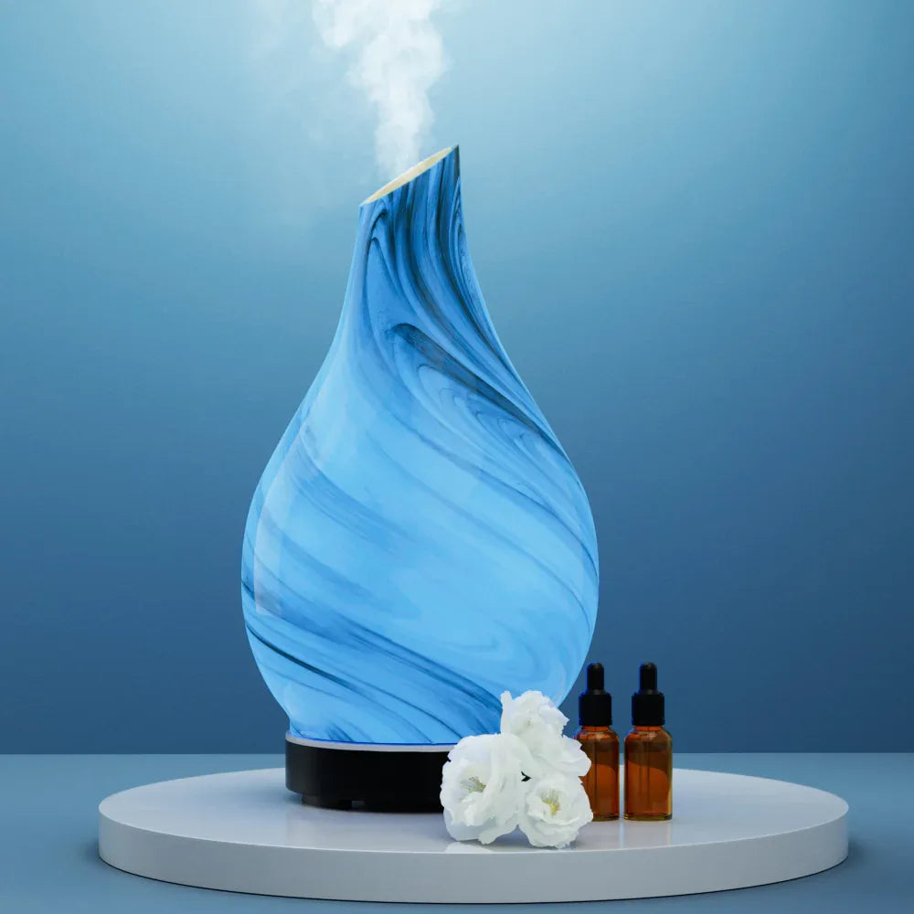 Devanti Aromatherapy Aroma Diffuser Essential Oil Humidifier LED Glass Marble - Mekamart Australia