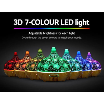 Devanti Aroma Diffuser Aromatherapy 3D Glass 400ml - Mekamart Australia