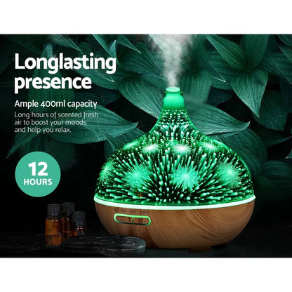 Devanti Aroma Diffuser Aromatherapy 3D Glass 400ml - Mekamart Australia