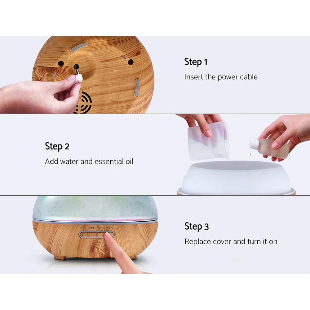 Devanti Aroma Diffuser Aromatherapy 3D Glass 400ml - Mekamart Australia