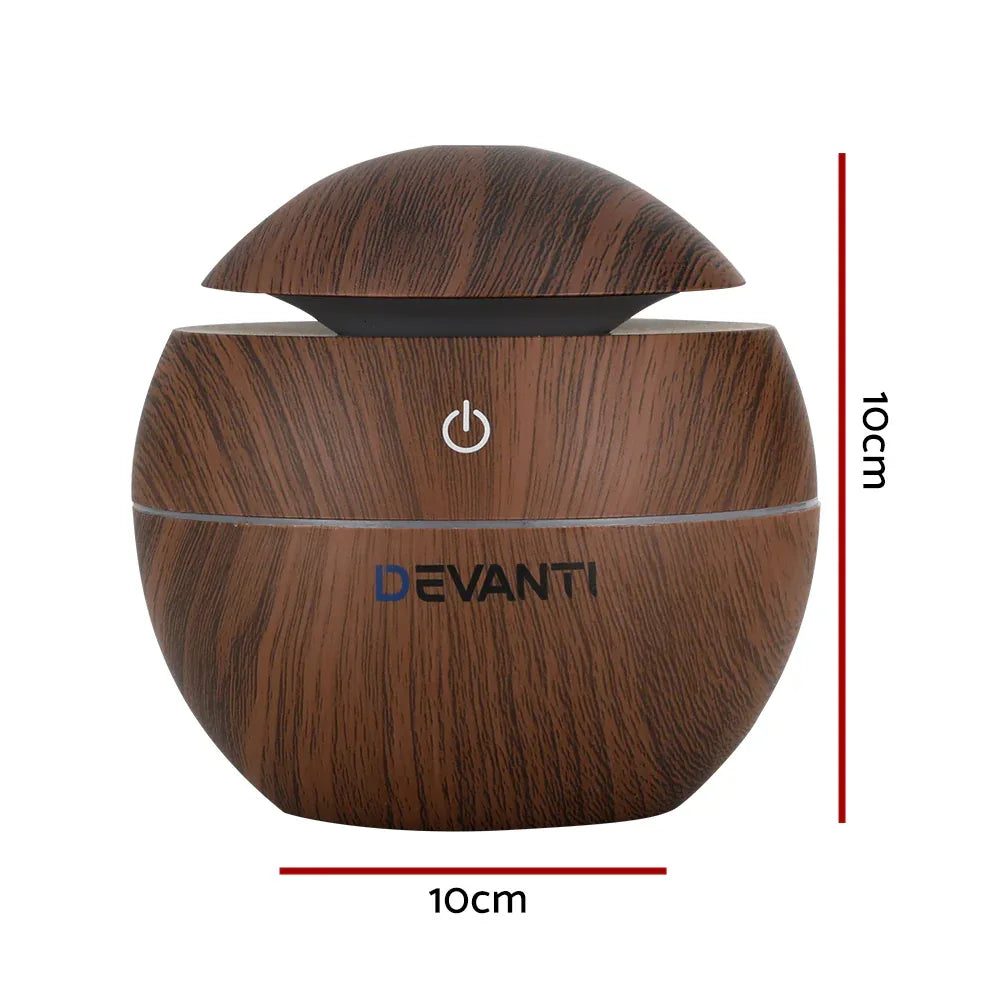 Devanti Aroma Diffuser Aromatherapy Dark Wood 130ml - Mekamart Australia