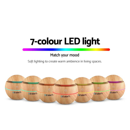 Devanti Aroma Diffuser Aromatherapy Light Wood 130ml - Mekamart Australia