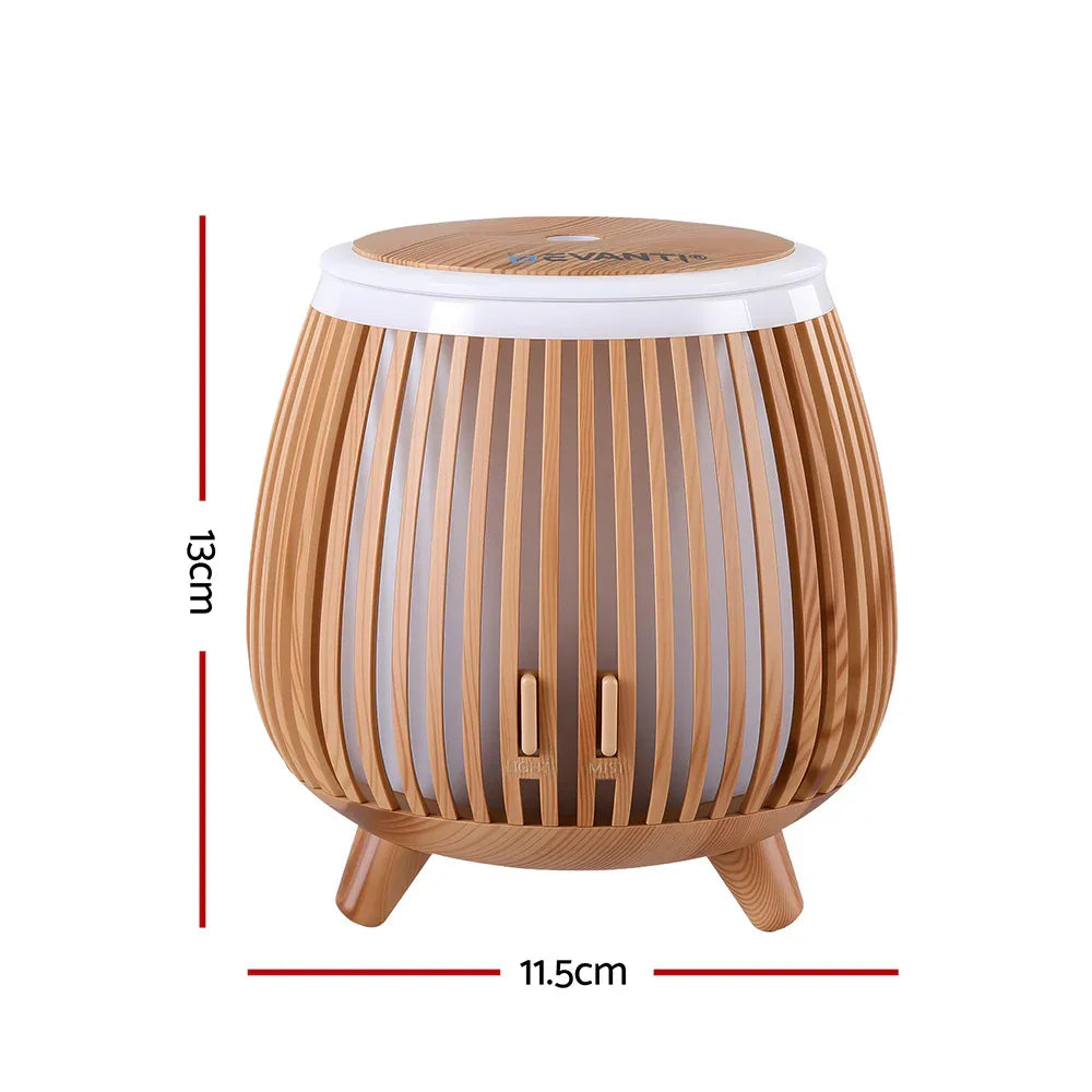 Devanti Ultrasonic Aroma Diffuser Aromatherapy 140ml LED Lights Iron Humidifier Forest Deep Wood - Mekamart Australia
