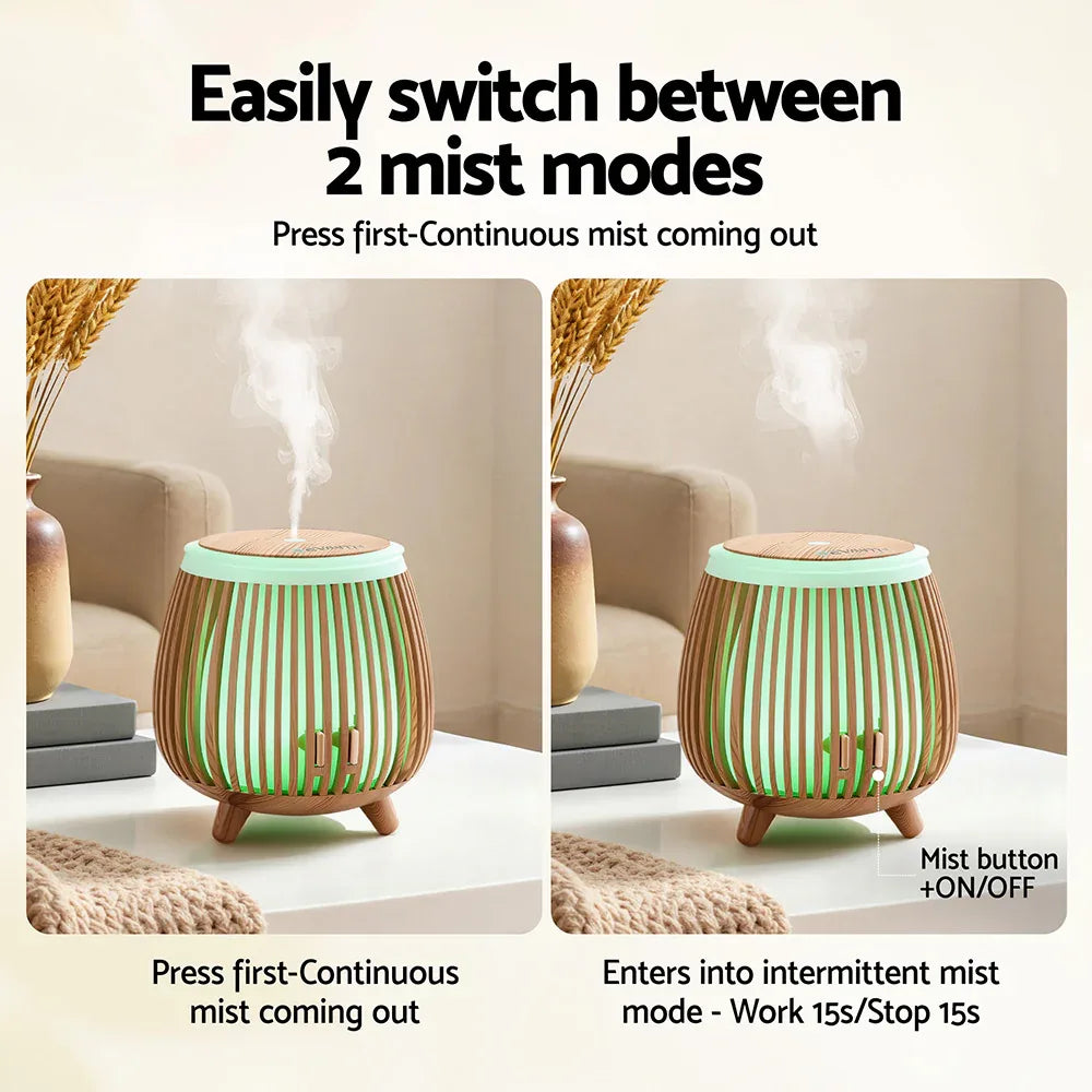 Devanti Ultrasonic Aroma Diffuser Aromatherapy 140ml LED Lights Iron Humidifier Forest Deep Wood - Mekamart Australia