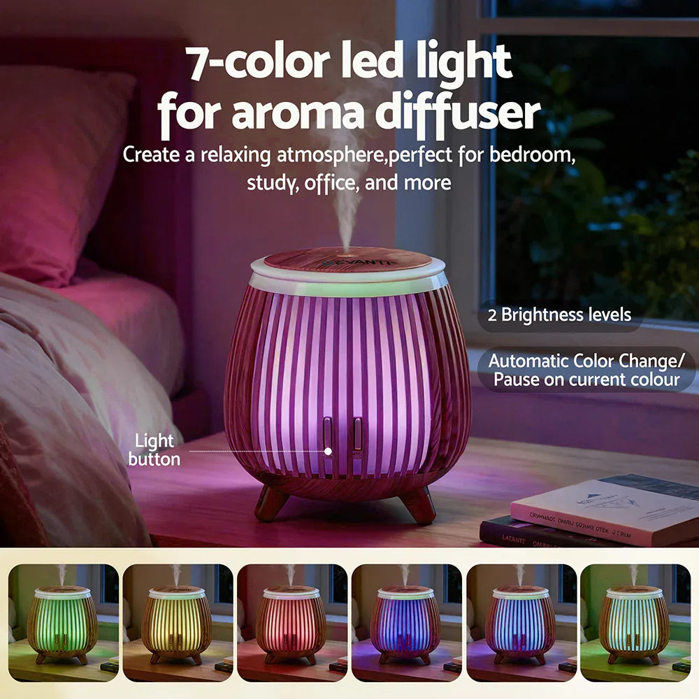 Devanti Ultrasonic Aroma Diffuser Aromatherapy 140ml LED Lights Iron Humidifier Forest Deep Wood - Mekamart Australia