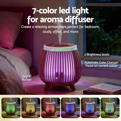 Devanti Ultrasonic Aroma Diffuser Aromatherapy 140ml LED Lights Iron Humidifier Forest Deep Wood - Mekamart Australia