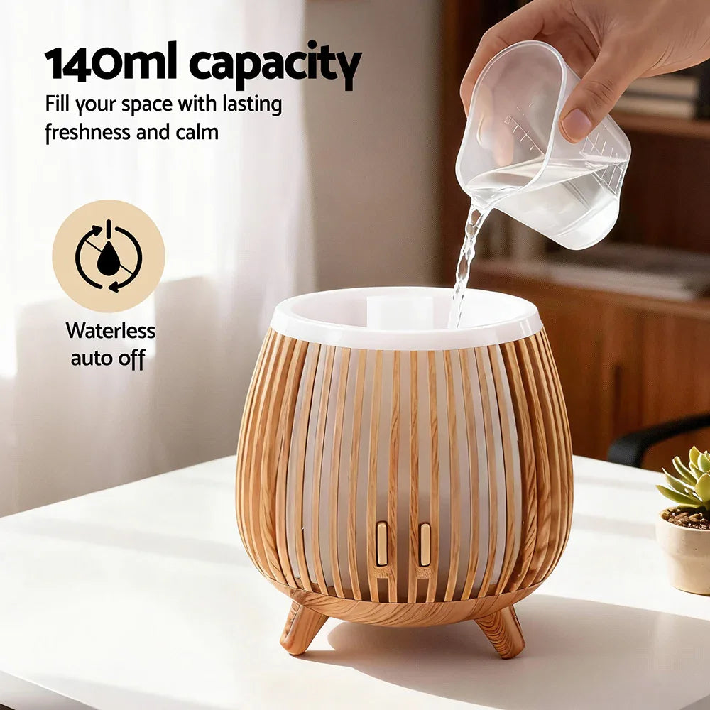 Devanti Ultrasonic Aroma Diffuser Aromatherapy 140ml LED Lights Iron Humidifier Forest Deep Wood - Mekamart Australia