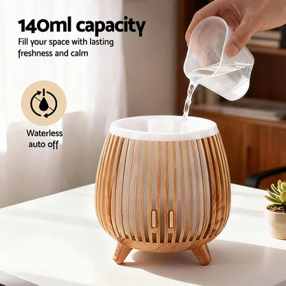 Devanti Ultrasonic Aroma Diffuser Aromatherapy 140ml LED Lights Iron Humidifier Forest Deep Wood - Mekamart Australia