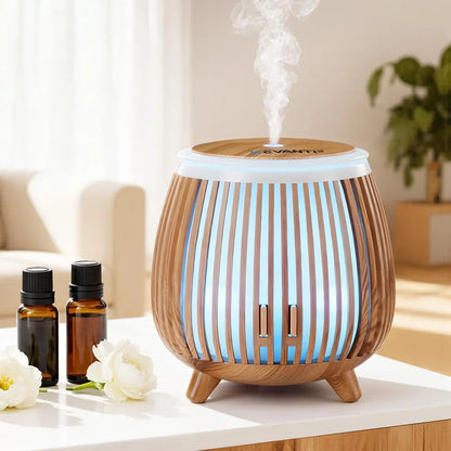 Devanti Ultrasonic Aroma Diffuser Aromatherapy 140ml LED Lights Iron Humidifier Forest Deep Wood - Mekamart Australia