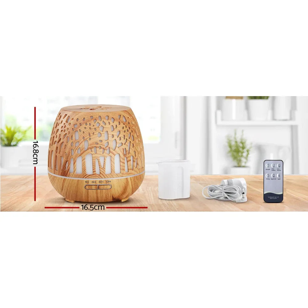 Devanti Aroma Diffuser Aromatherapy Wood Grain 400ml - Mekamart Australia