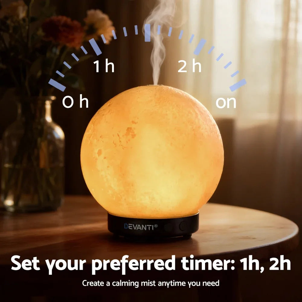 Devanti Ultrasonic Aroma Diffuser Aromatherapy Moon Lamp 100ml - Mekamart Australia