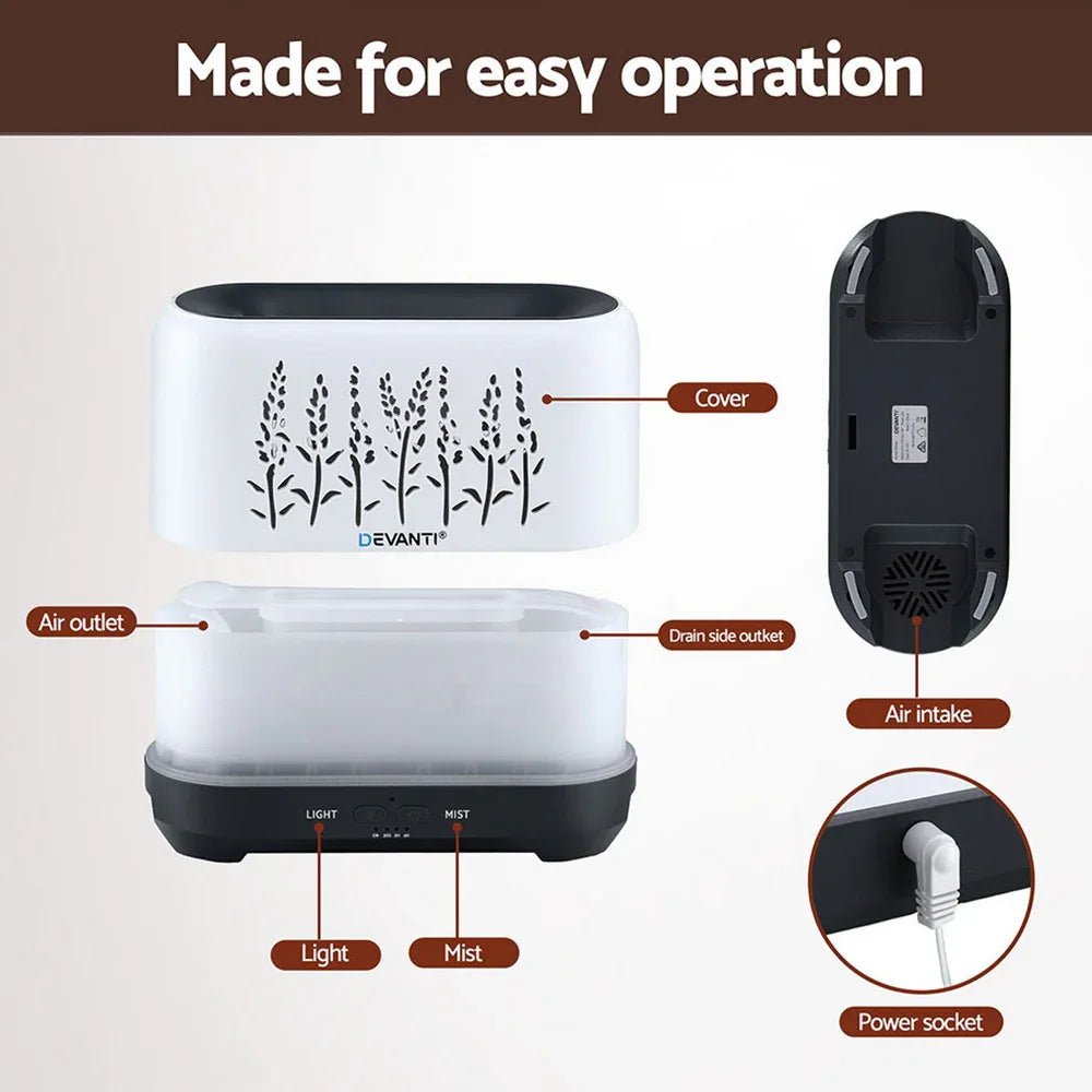 Devanti Aroma Diffuser Aromatherapy Flame 200ml - Mekamart Australia