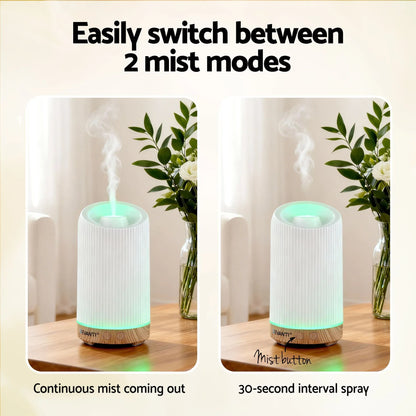 Devanti Ultrasonic Aroma Diffuser Aromatherapy 200ml LED Lights Iron Humidifier Forest - Mekamart Australia