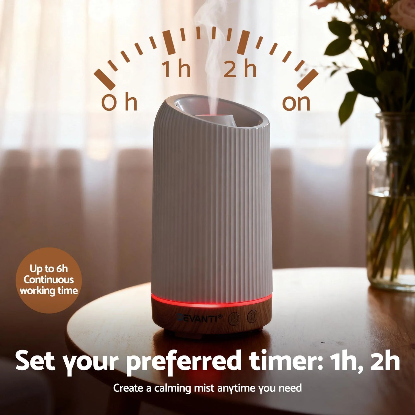Devanti Ultrasonic Aroma Diffuser Aromatherapy 200ml LED Lights Iron Humidifier Forest - Mekamart Australia