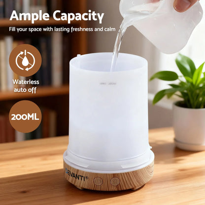 Devanti Ultrasonic Aroma Diffuser Aromatherapy 200ml LED Lights Iron Humidifier Forest - Mekamart Australia