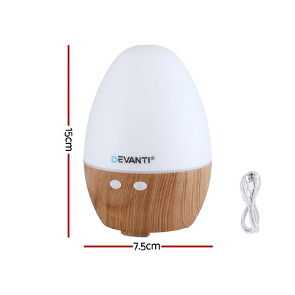 Devanti Ultrasonic Aroma Diffuser Aromatherapy 130ml LED Lights Iron Humidifier Forest - Mekamart Australia