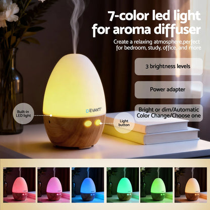 Devanti Ultrasonic Aroma Diffuser Aromatherapy 130ml LED Lights Iron Humidifier Forest - Mekamart Australia