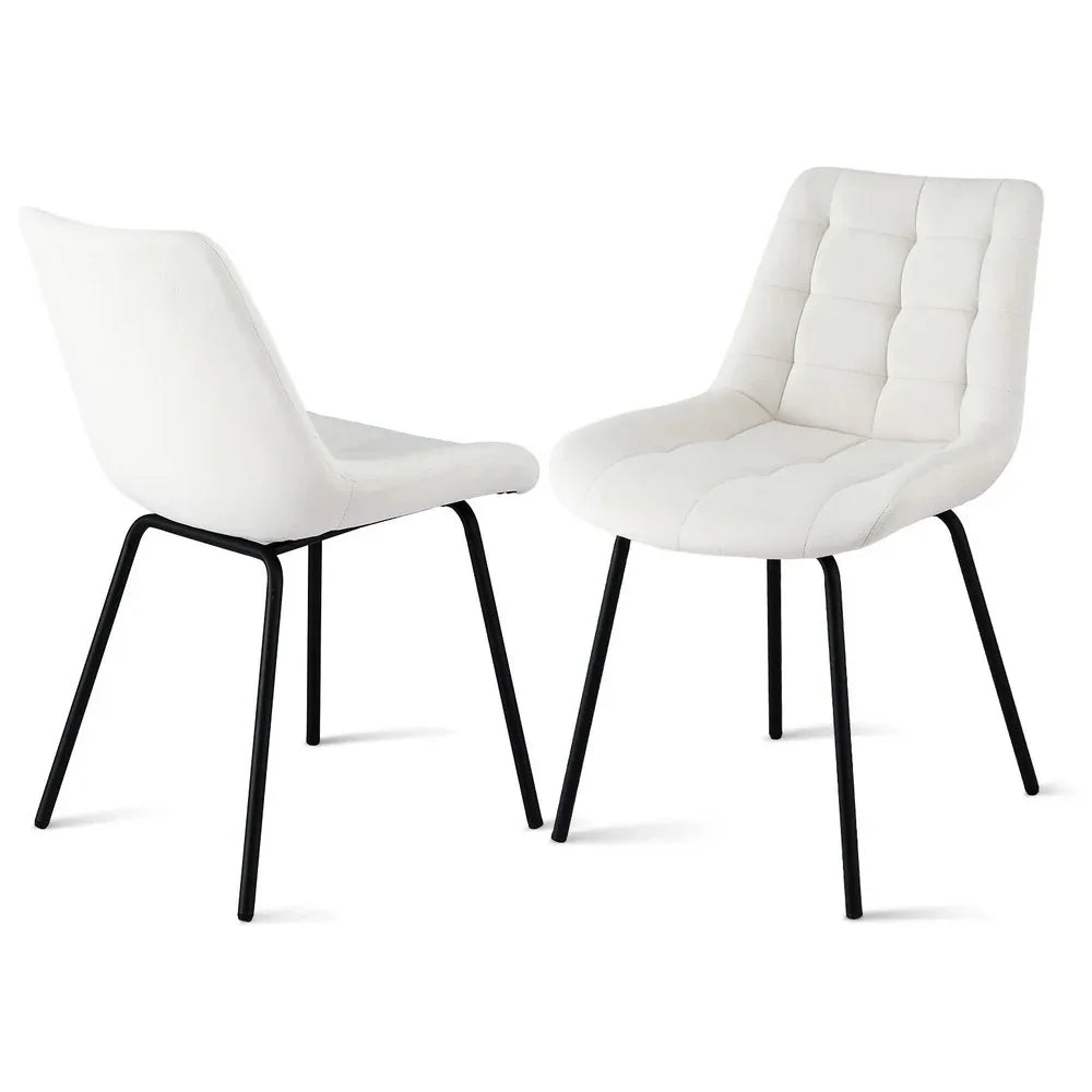 Artiss 2x Dining Chairs Velvet Tufted Kitchen Lounge Cafe Accent Chair Beige - Mekamart Australia