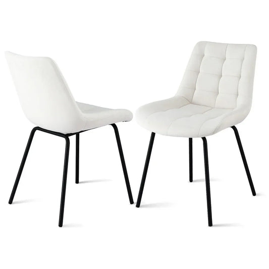 Artiss 2x Dining Chairs Velvet Tufted Kitchen Lounge Cafe Accent Chair Beige - Mekamart Australia
