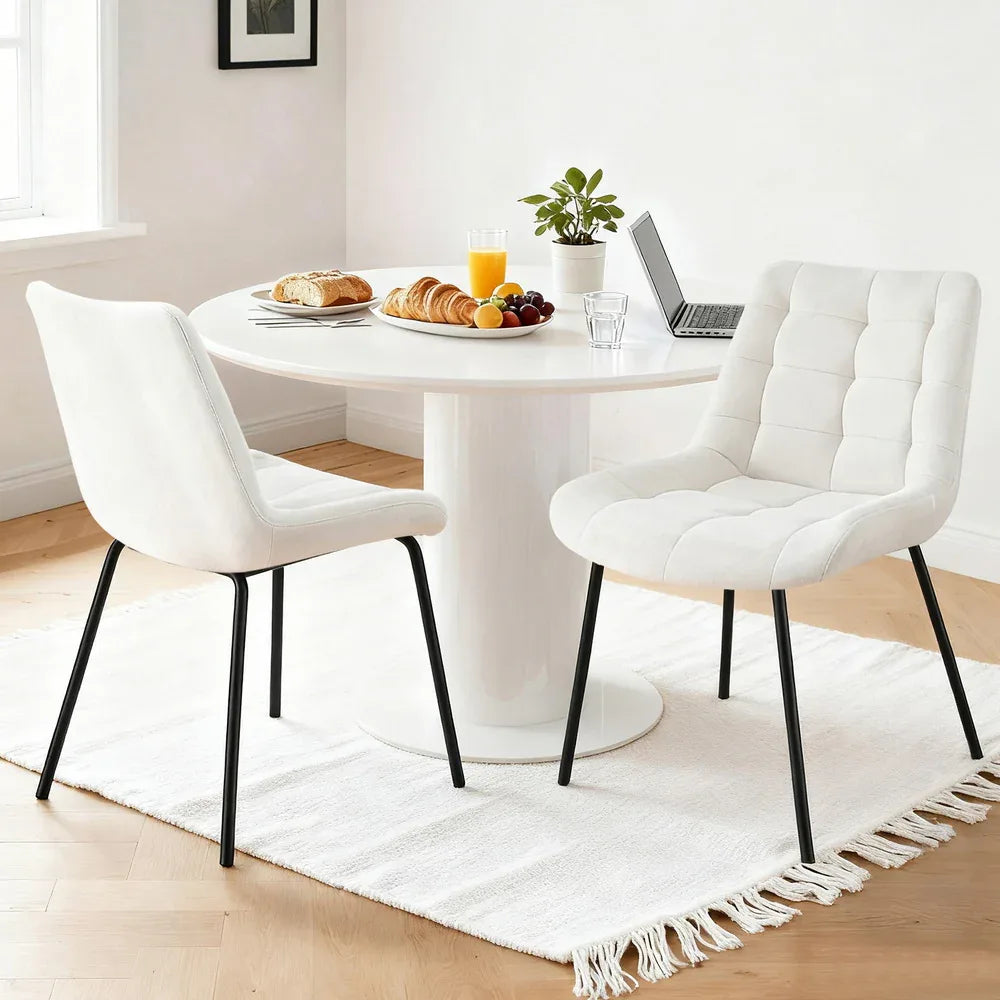 Artiss 2x Dining Chairs Velvet Tufted Kitchen Lounge Cafe Accent Chair Beige - Mekamart Australia