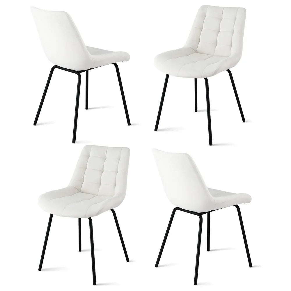 Artiss 4x Dining Chairs Velvet Tufted Kitchen Lounge Cafe Accent Chair Beige - Mekamart Australia