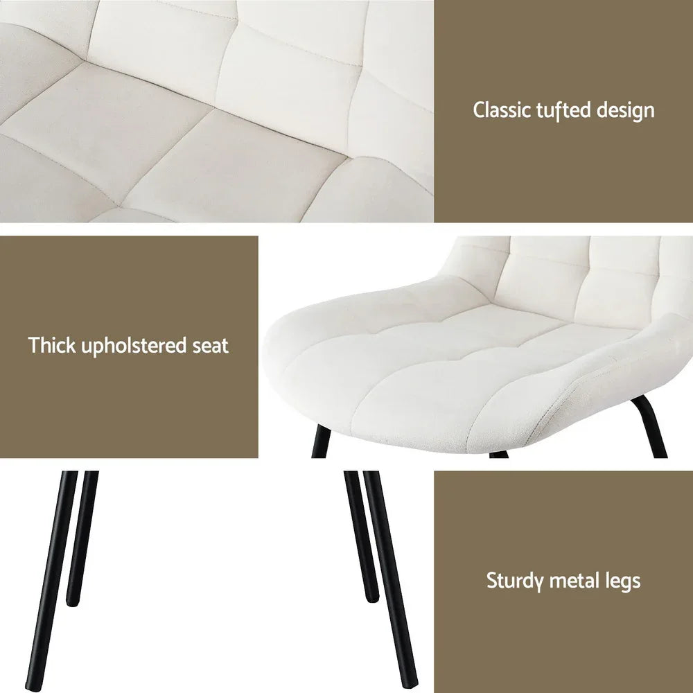 Artiss 4x Dining Chairs Velvet Tufted Kitchen Lounge Cafe Accent Chair Beige - Mekamart Australia