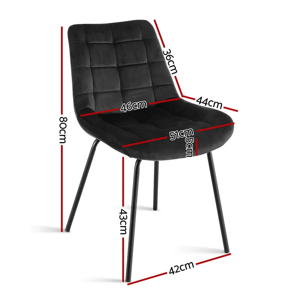 Artiss 2x Dining Chairs Velvet Tufted Kitchen Lounge Cafe Accent Chair Black - Mekamart Australia