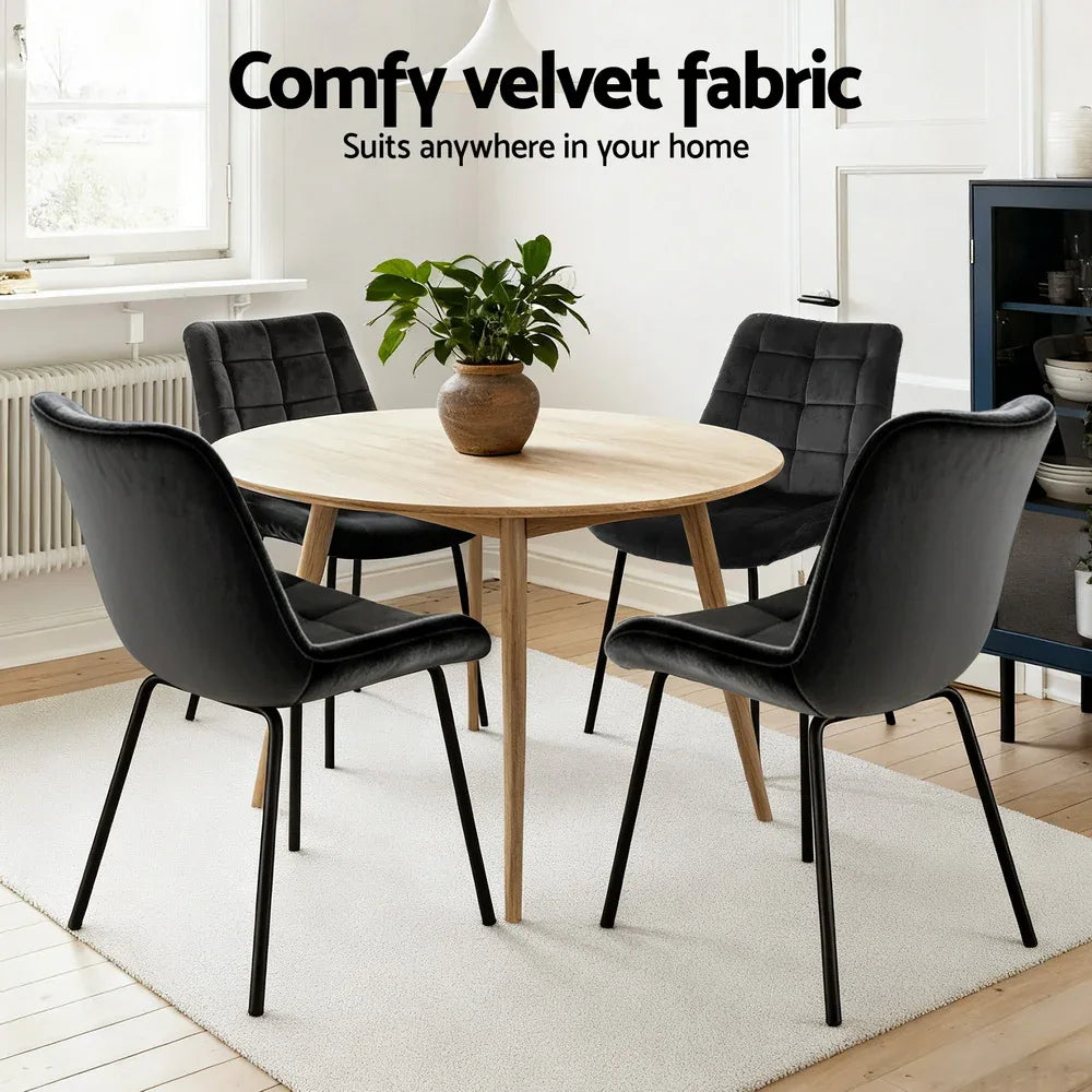 Artiss 2x Dining Chairs Velvet Tufted Kitchen Lounge Cafe Accent Chair Black - Mekamart Australia