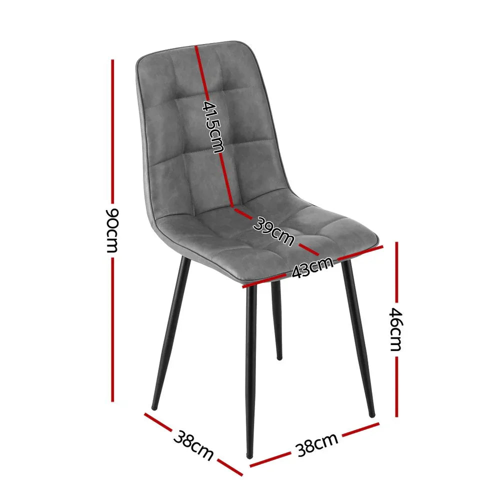 Artiss 4x Dining Chairs Retro PU Leather Kitchen Lounge Cafe Accent Chair Grey - Mekamart Australia
