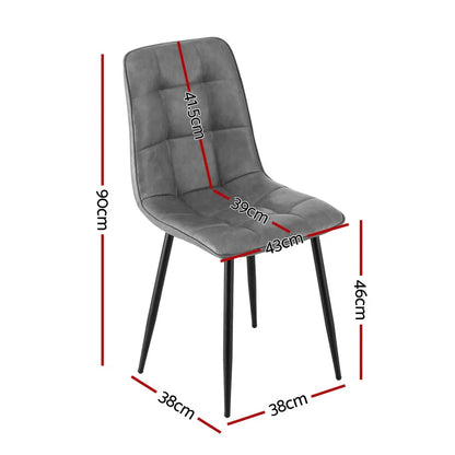 Artiss 4x Dining Chairs Retro PU Leather Kitchen Lounge Cafe Accent Chair Grey - Mekamart Australia