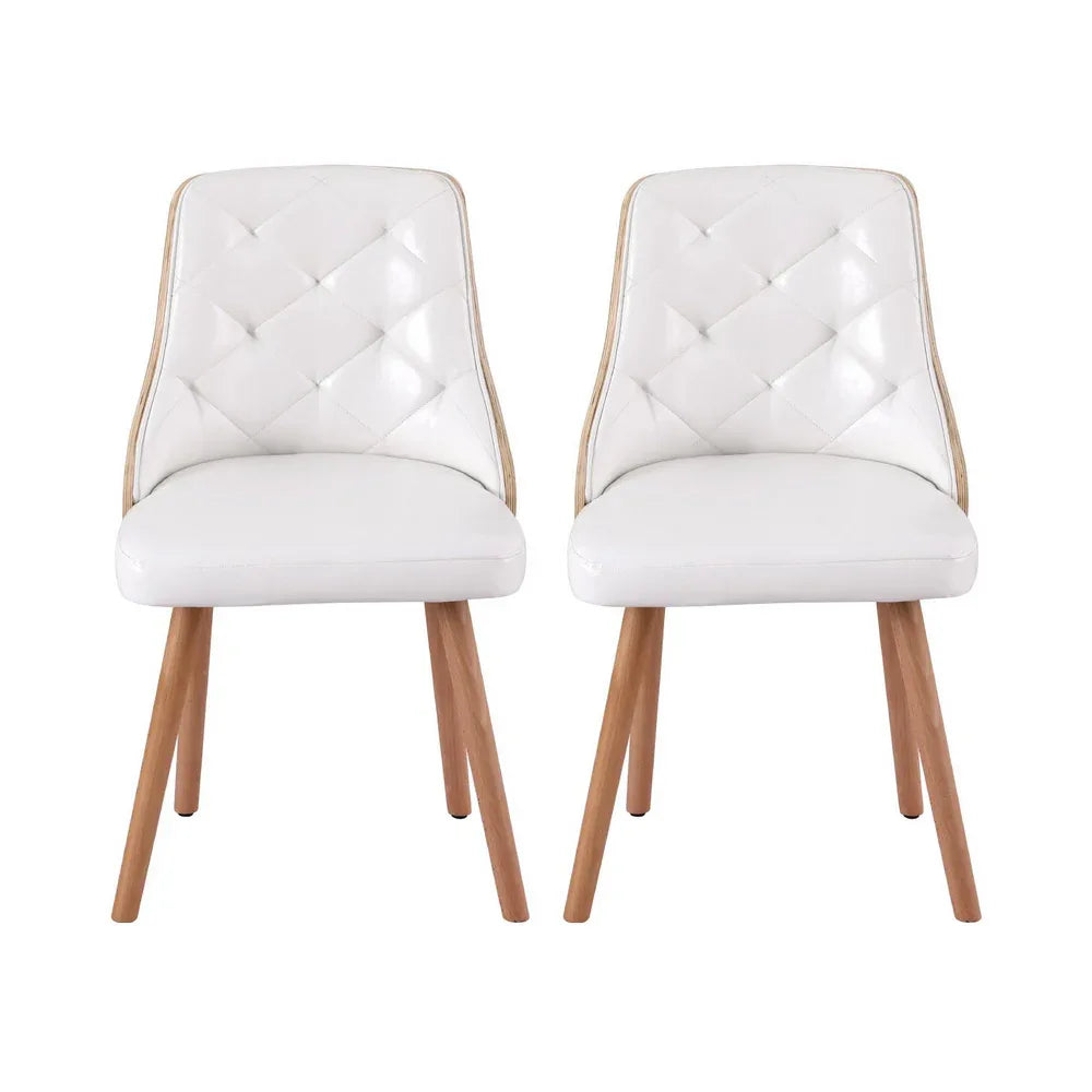1 Set of 4 Artiss Dining Chairs White PU - Mekamart Australia