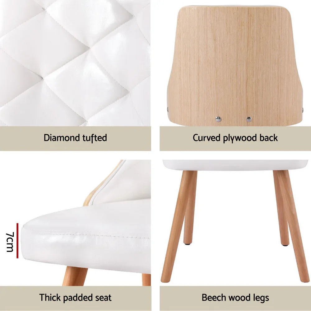 1 Set of 4 Artiss Dining Chairs White PU - Mekamart Australia