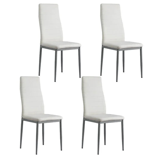 Artiss Dining Chairs Set of 4 Leather Channel Tufted White - Mekamart Australia