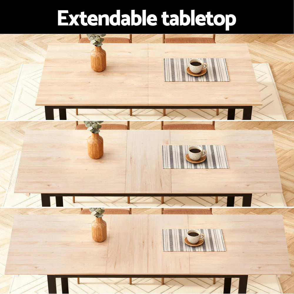 Artiss 2M Extendable Dining Table Kitchen Cafe Lounge Restaurant Tables Natural - Mekamart Australia