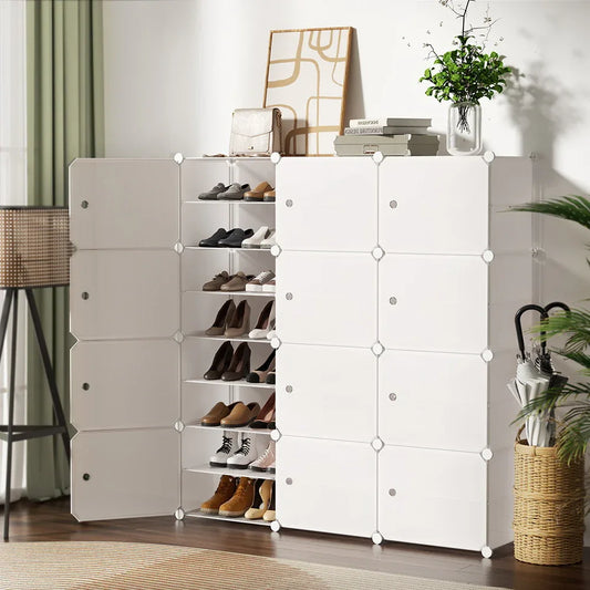 Artiss Shoe Rack DIY 12 Storage Cube Stackable White - Mekamart Australia
