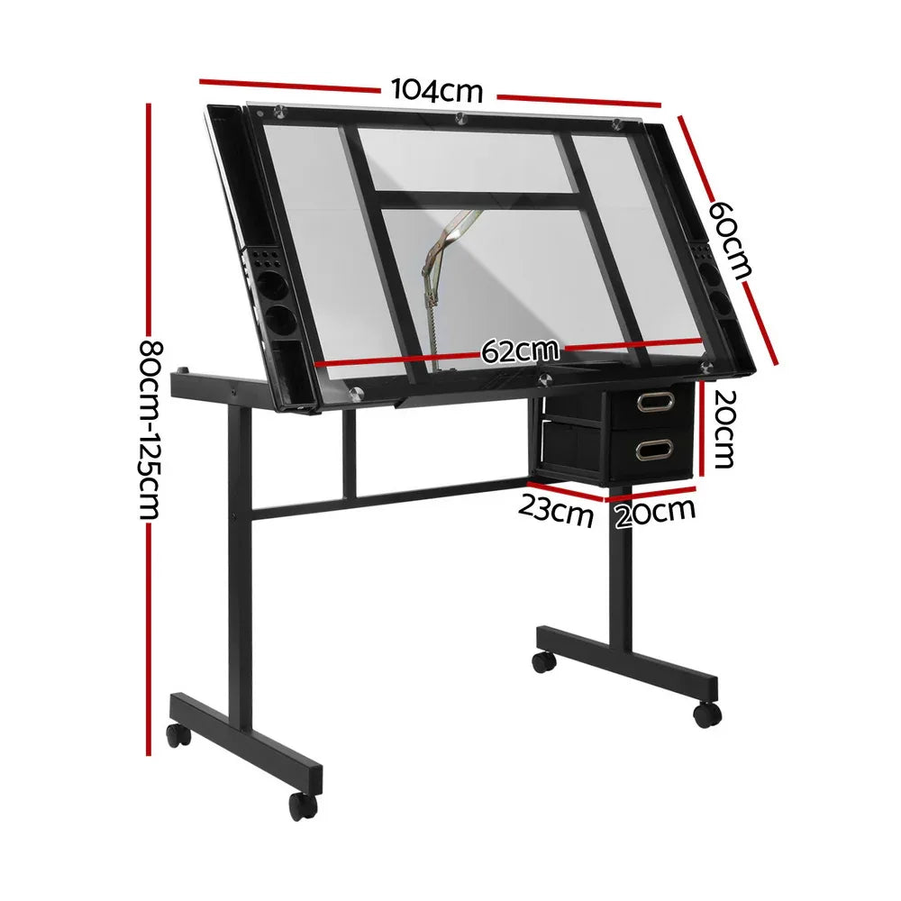 Artiss Drawing Desk Drafting Table Black - Mekamart Australia