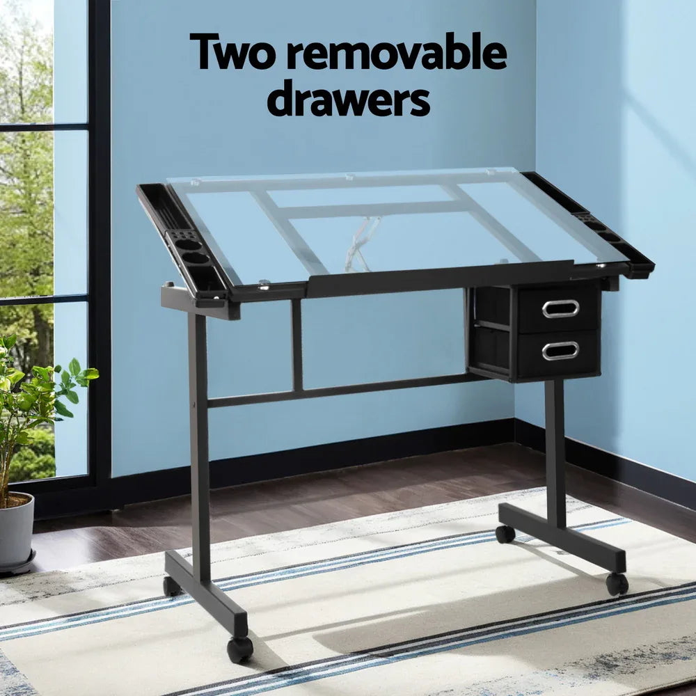 Artiss Drawing Desk Drafting Table Black - Mekamart Australia
