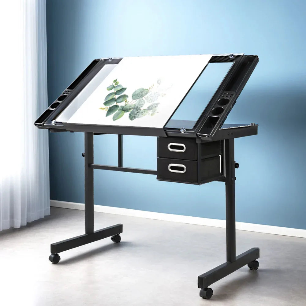 Artiss Drawing Desk Drafting Table Black - Mekamart Australia
