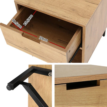 Artiss Bedside Table Drawers Side Table Shelf Storage Nightstand Rust Oak KRAVU - Mekamart Australia